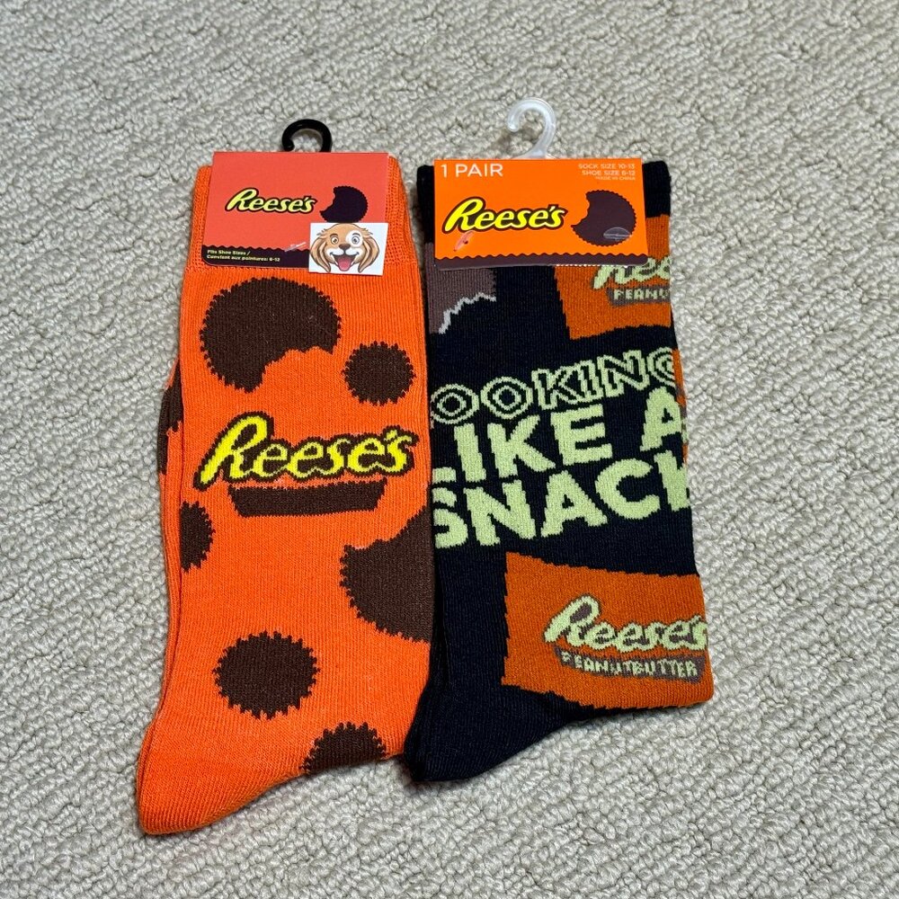 2 Reese's New Novelty Crew Socks Size 6-12/13 - Men's/Women's -